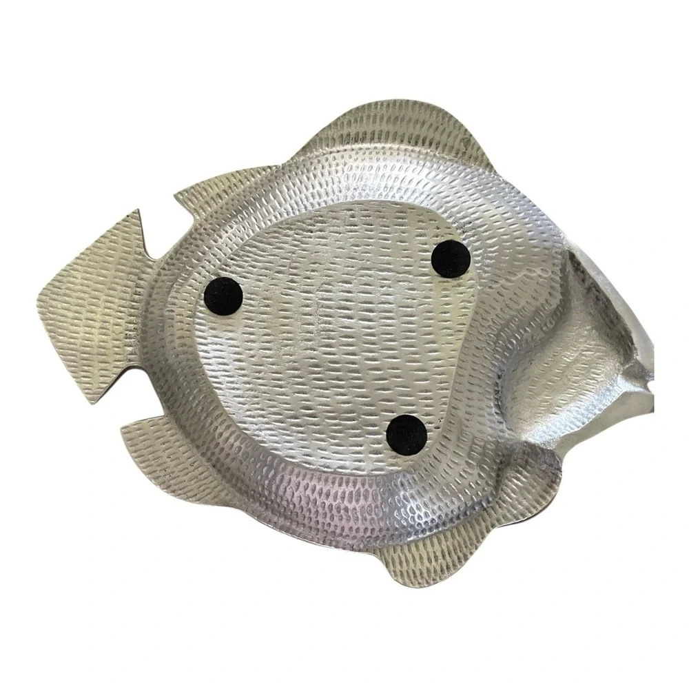 Pewter Fish Serving Tray, Silver-Tone, Embossed and Detailed.